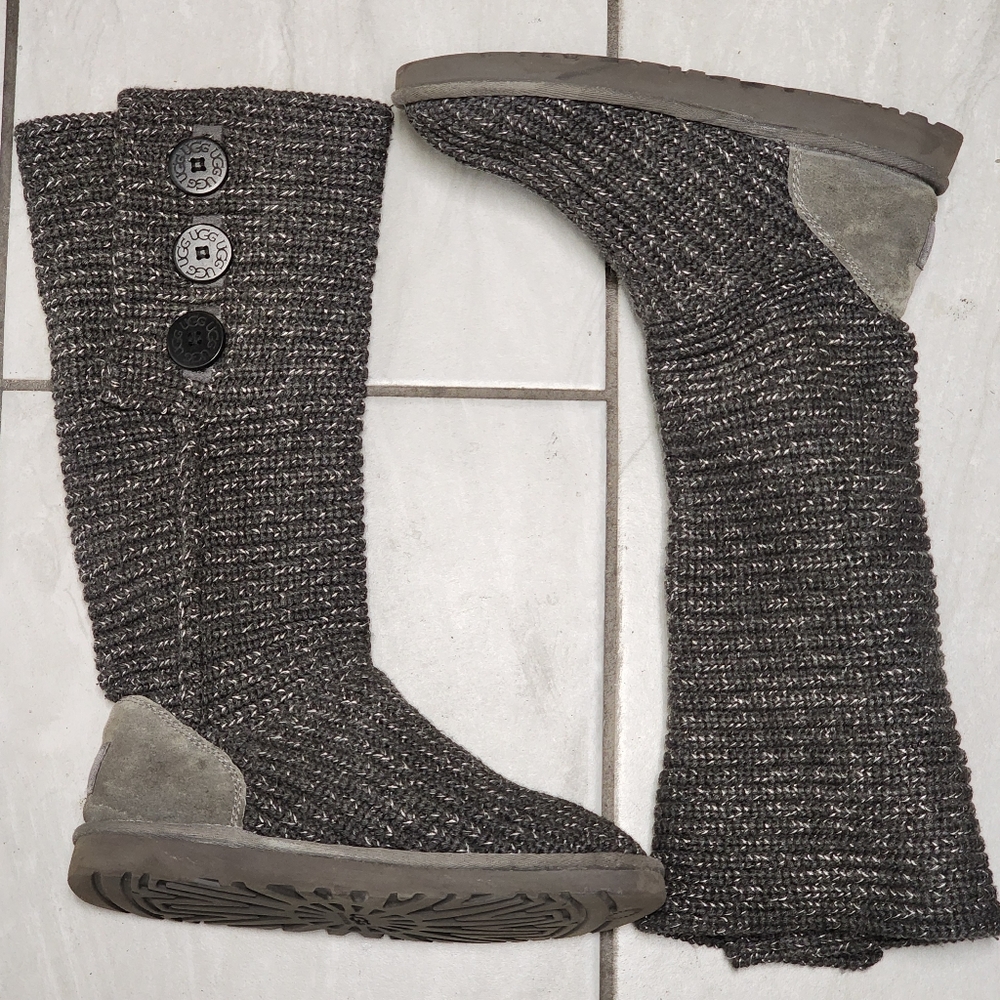Ugg Classic “Cardy” Tall Button Sweater Boots in Gray size 8 - Picture 6 of 9